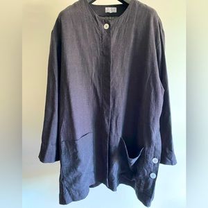 Linen blend navy shirt dress